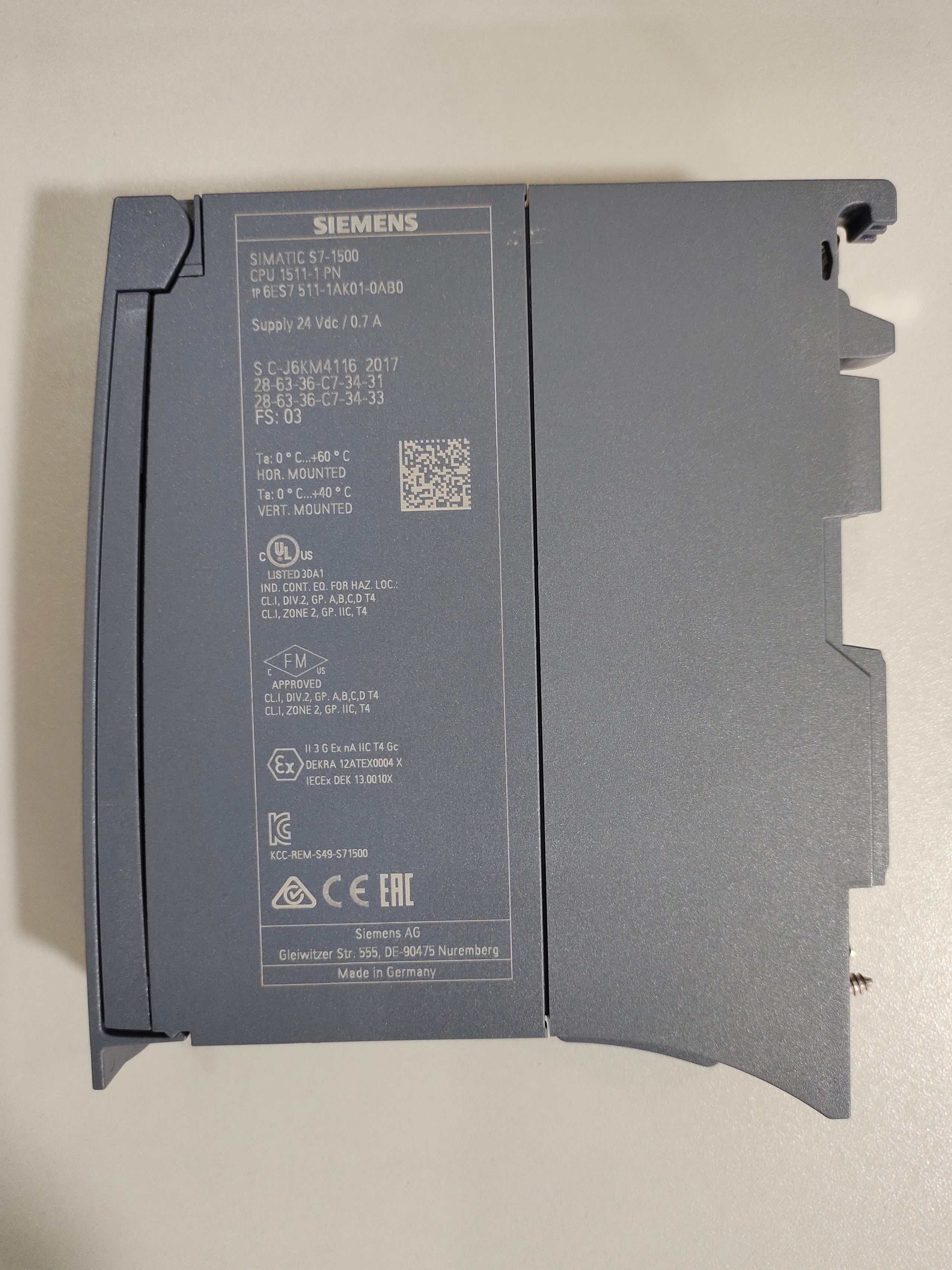 SIEMENS SIMATIC S7-1500 CPU 1511 6ES7511-1AK01-0AB0
