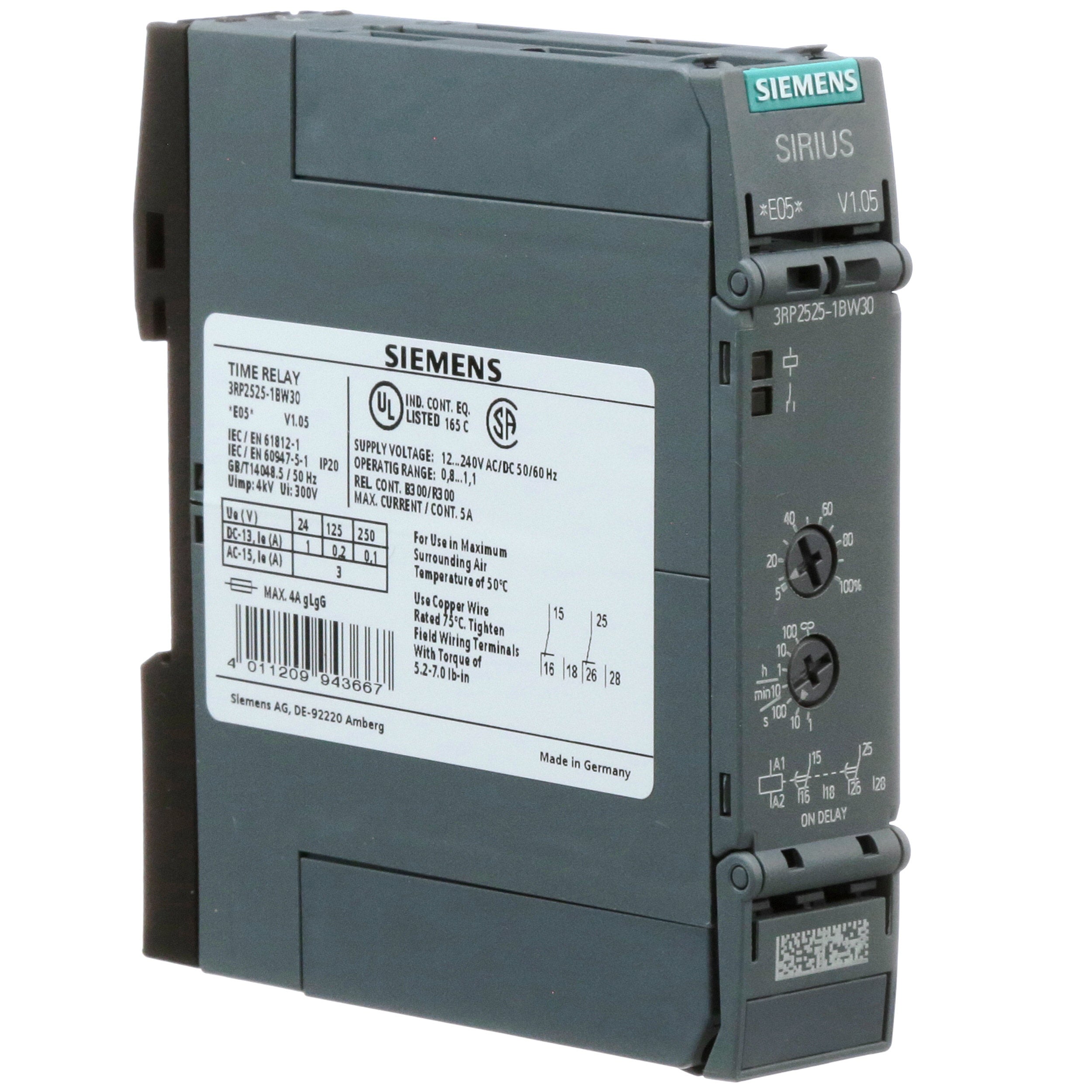 Siemens Timer Relay 240VAC 3RP2525-1BW30