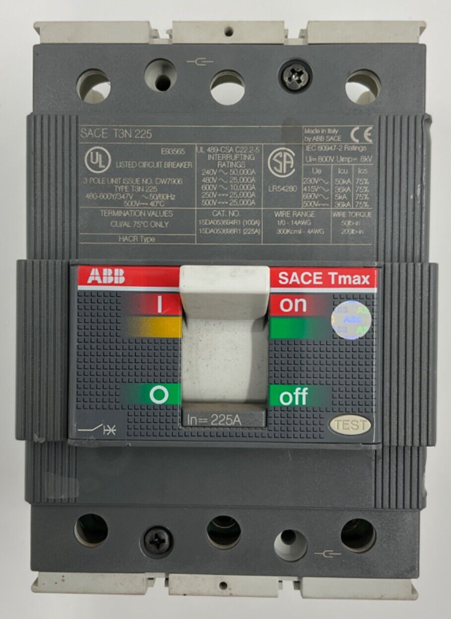 ABB Circuit Breaker 480V 225A 3P T3N225TW