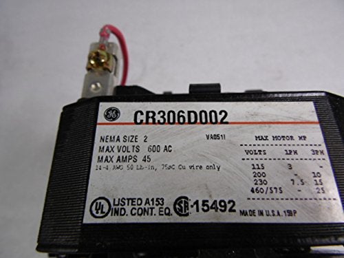 GE CR306D002 Coil voltage 120 VAC 60HZ