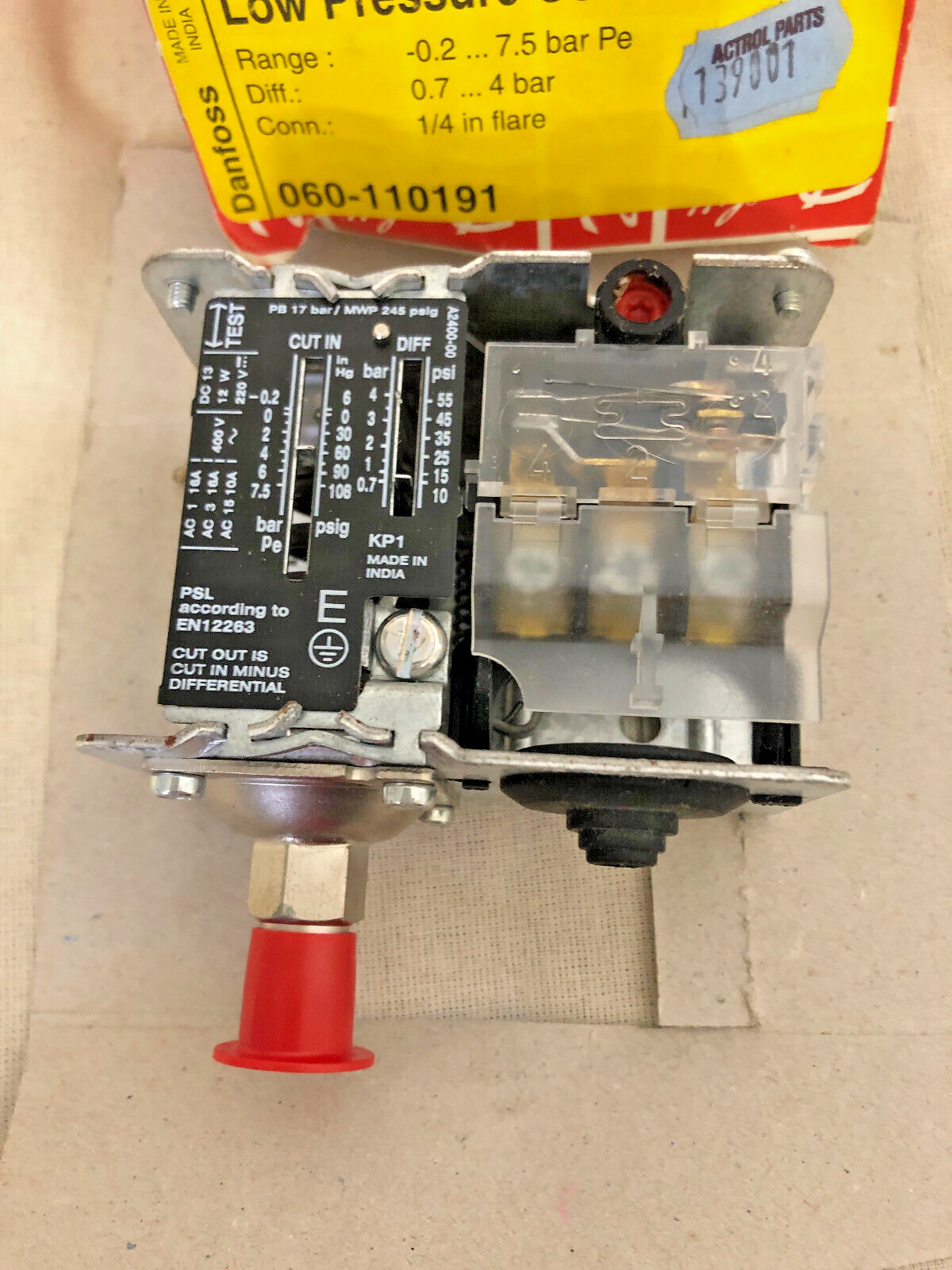 DANFOSS LOW PRESSURE CONTROL SWITCH KP1  Replacement model 060-110191