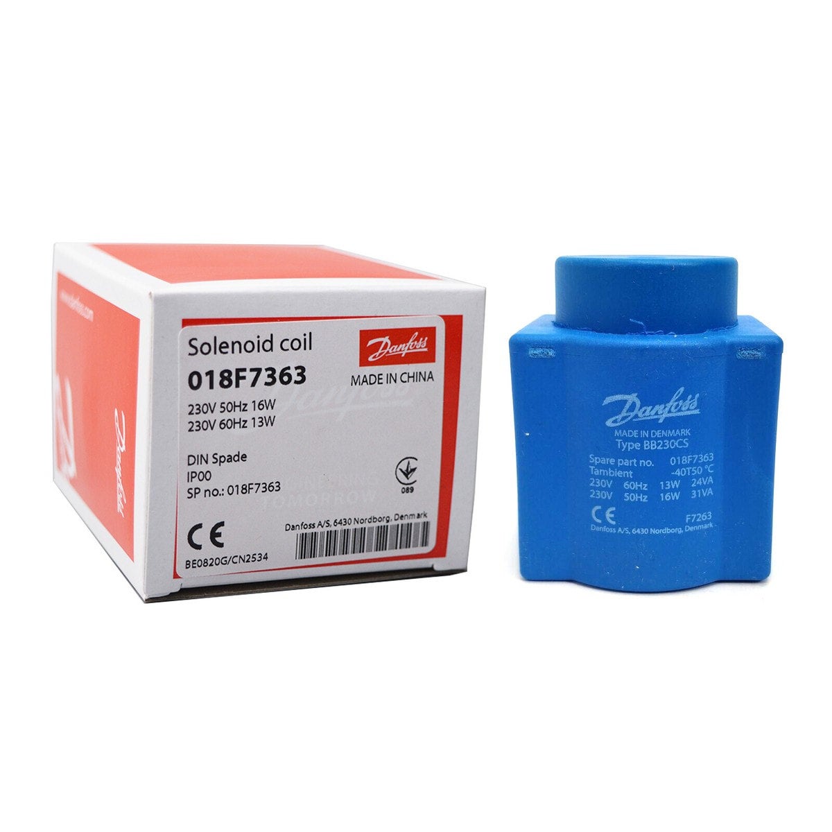 DANFOSS COIL, SOLENOID 230VAC 50/60HZ BB230CS INC 018F7363