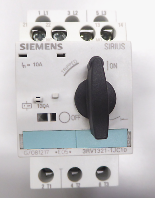 SIEMENS 864 CIRCUIT BREAKER RATED CURRENT 10A, SHORT-CIRCUIT RELEASE 130A 3RV1321-1JC10
